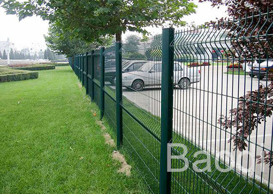 Customized Mild Steel Mesh Fencing Panels , Bus Station Weld Wire Fence With Round Post