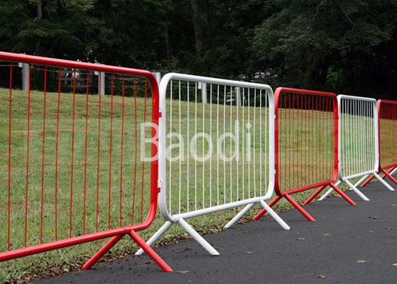 Plastic Coated Crowd Control Barrier For Concert / Temporary Fence , Red Orange White