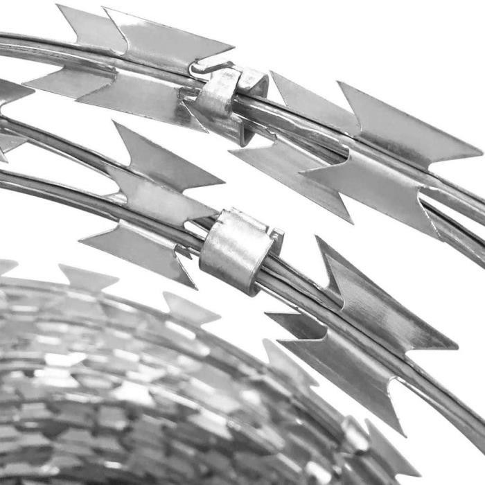 Stainless Steel Razor Barbed Wire Mesh Roll Double Coil Concertina Wire ...