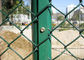 PVC Coated Chain Link Fence Fabric Screen With Round Post / Firm Structure