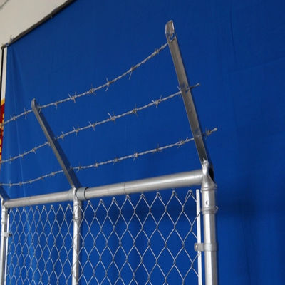 Hot Dip Galvanized Chain Link Fence Diamond Shape Cyclone Mesh Fencing With Top Barbed Wire